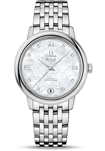 Omega De Ville Prestige Co-Axial Watch - 32.7 mm Steel Case - Mother-Of-Pearl Diamond Dial