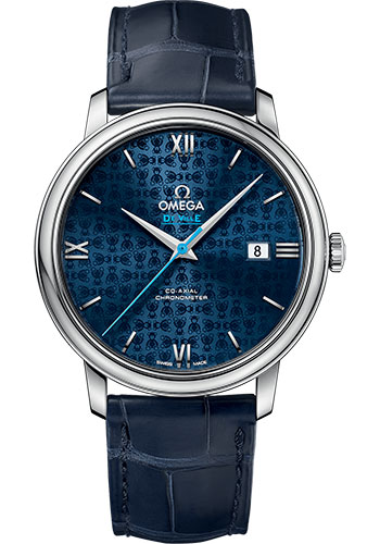Omega De Ville Prestige Co-Axial Orbis Watch - 39.5 mm Steel Case - Blue Dial - Blue Leather Strap