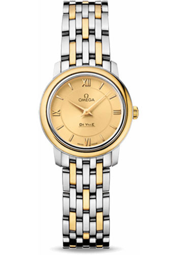 Omega De Ville Prestige Quartz Watch - 24.4 mm Steel And Yellow Gold Case - Champagne Dial