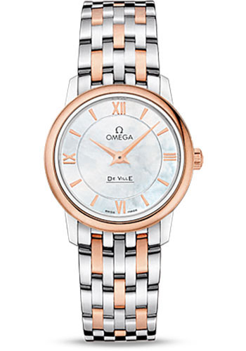 Omega De Ville Prestige Quartz Watch - 27.4 mm Steel And Red Gold Case - Mother-Of-Pearl Dial - Two-Tone Steel And Red Gold Bracelet