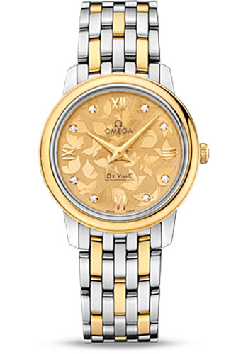 Omega De Ville Prestige Quartz Watch - 27.4 mm Steel And Yellow Gold Case - Champagne Diamond Dial