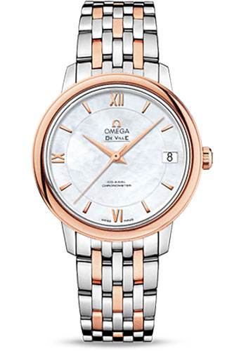 Omega De Ville Prestige Co-Axial Watch - 32.7 mm Steel And Red Gold Case - Mother-Of-Pearl Dial - Two-Tone Steel And Red Gold Bracelet