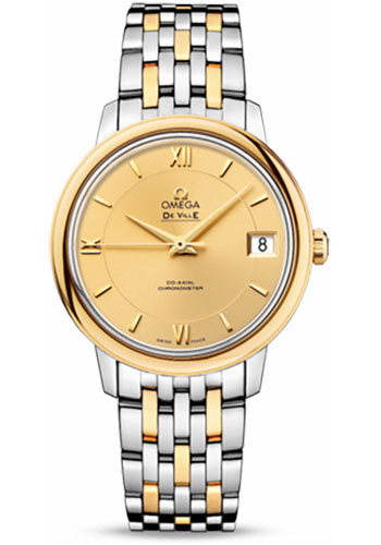Omega De Ville Prestige Co-Axial Watch - 32.7 mm Steel And Yellow Gold Case - Champagne Dial
