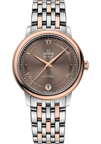 Omega De Ville Prestige Co-Axial Watch - 32.7 mm Steel And Red Gold Case - Chestnut Dial
