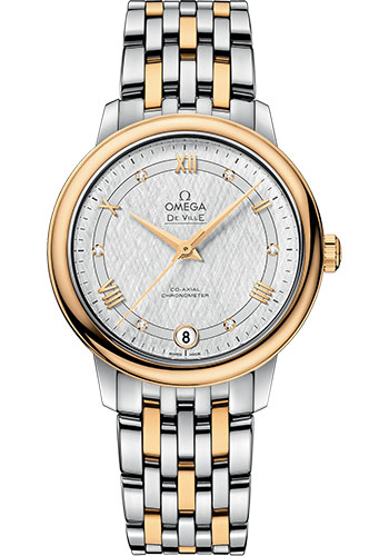 Omega De Ville Prestige Co-Axial Watch - 32.7 mm Steel And Yellow Gold Case - White Silvery Dial