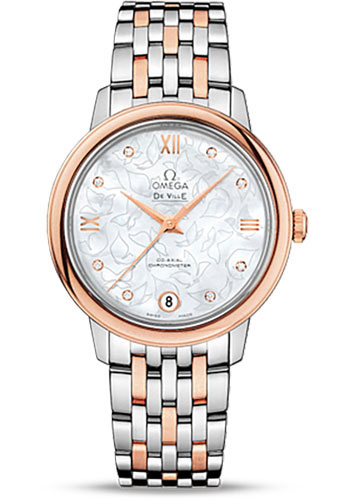 Omega De Ville Prestige Co-Axial Watch - 32.7 mm Steel Case - Red Gold Bezel - Mother-Of-Pearl Dial - Red Gold-Steel Bracelet
