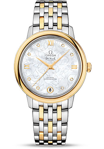 Omega De Ville Prestige Co-Axial Watch - 32.7 mm Steel Case - Yellow Gold Bezel - Mother-Of-Pearl Dial - Yellow Gold-Steel Bracelet