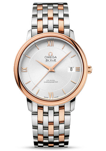 Omega De Ville Prestige Co-Axial Watch - 36.8 mm Steel And Red Gold Case - Silver Dial - Two-Tone Red Gold-Steel Bracelet