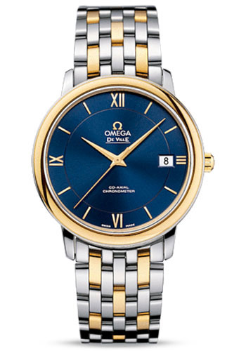 Omega De Ville Prestige Co-Axial Watch - 36.8 mm Steel And Yellow Gold Case - Blue Dial