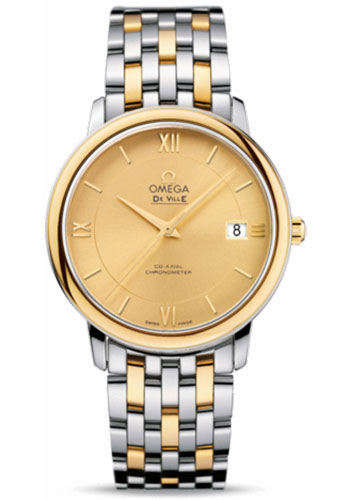 Omega De Ville Prestige Co-Axial Watch - 36.8 mm Steel And Yellow Gold Case - Champagne Dial