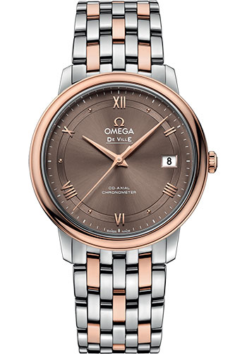 Omega De Ville Prestige Co-Axial Watch - 36.8 mm Steel And Red Gold Case - Chestnut Dial