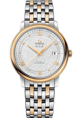 Omega De Ville Prestige Co-Axial Watch - 39.5 mm Steel And Yellow Gold Case - White Silvery Dial