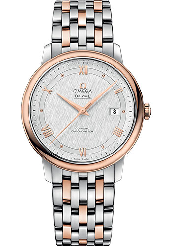 Omega De Ville Prestige Co-Axial Watch - 39.5 mm Steel And Red Gold Case - White Silvery Dial