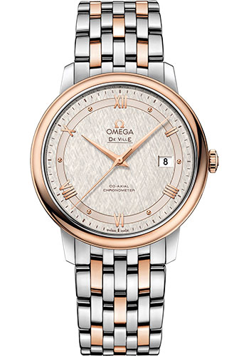 Omega De Ville Prestige Co-Axial Watch - 39.5 mm Steel And Red Gold Case - Ivory Silvery Dial