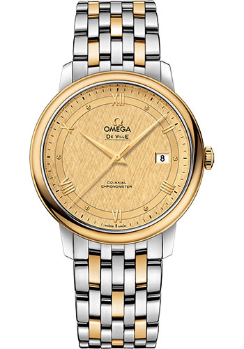 Omega De Ville Prestige Co-Axial Watch - 39.5 mm Steel And Yellow Gold Case - Champagne Dial
