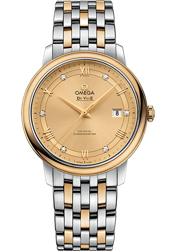 Omega De Ville Prestige Co-Axial Watch - 39.5 mm Steel And Yellow Gold Case - Champagne Dial