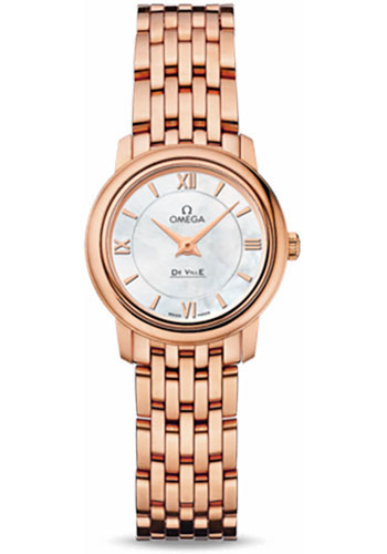Omega De Ville Prestige Quartz Watch - 24.4 mm Red Gold Case - Mother-Of-Pearl Dial