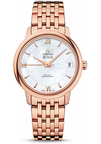 Omega De Ville Prestige Co-Axial Watch - 32.7 mm Red Gold Case - Mother-Of-Pearl Dial