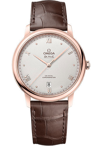 Omega De Ville Prestige Co-Axial 25th Anniversary Prestige - 39.5 mm Sedna Gold Case - Silver Dial - Brown Leather Strap