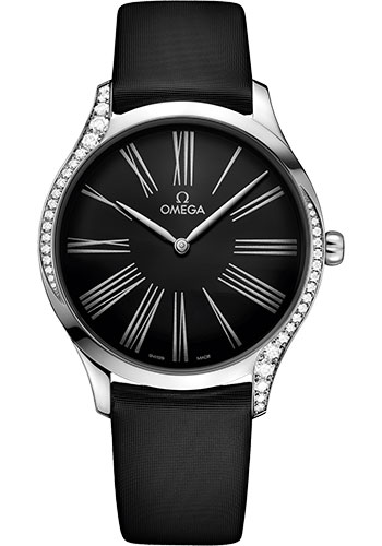 Omega De Ville Trésor Quartz Watch - 39 mm Steel Case - Black Dial - Black Fabric Strap