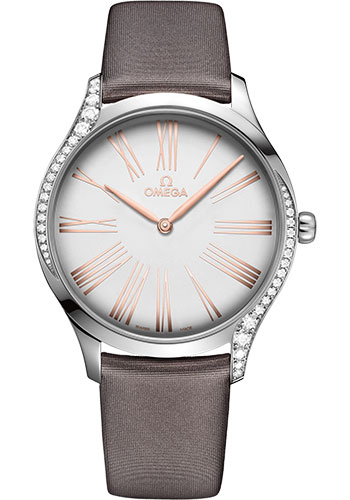 Omega De Ville Trésor Quartz Watch - 39 mm Steel Case - Silver Dial - Grey Fabric Strap