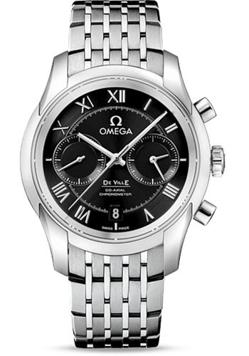 Omega De Ville Co-Axial Chronograph Watch - 42 mm Steel Case - Black Dial