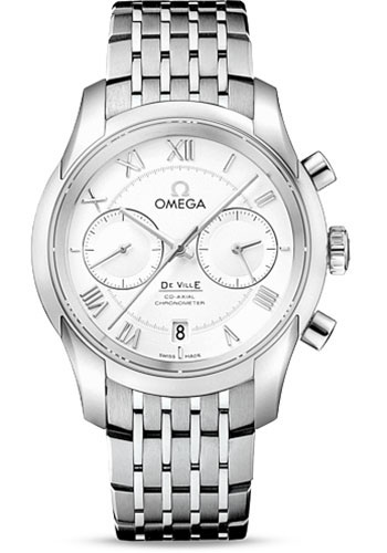 Omega De Ville Co-Axial Chronograph Watch - 42 mm Steel Case - Silver Dial