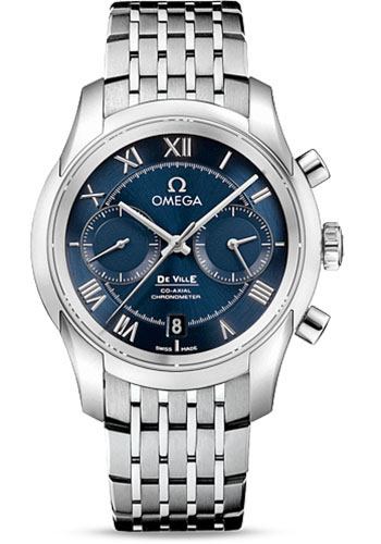 Omega De Ville Co-Axial Chronograph Watch - 42 mm Steel Case - Blue Dial