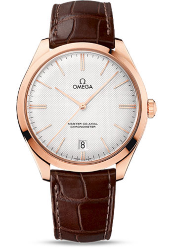 Omega De Ville Trésor Omega Master Co-Axial Watch - 40 mm Sedna Gold Case - Silvery Dial - Brown Leather Strap