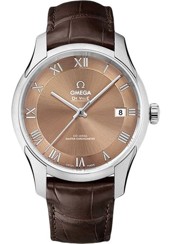 Omega De Ville Hour Vision Co-Axial Master Chronometer Watch - 41 mm Steel Case - Two-Zone Bronze Dial - Brown Leather Strap