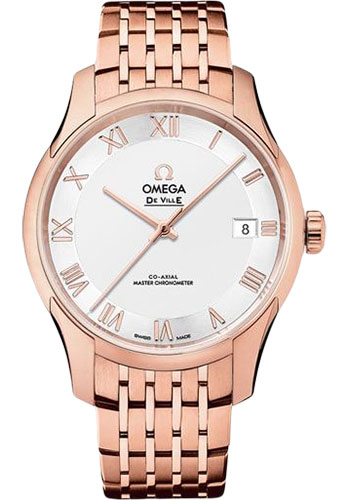 Omega De Ville Hour Vision Co-Axial Master Chronometer Watch - 41 mm Sedna Gold Case - Two-Zone -Silver Dial