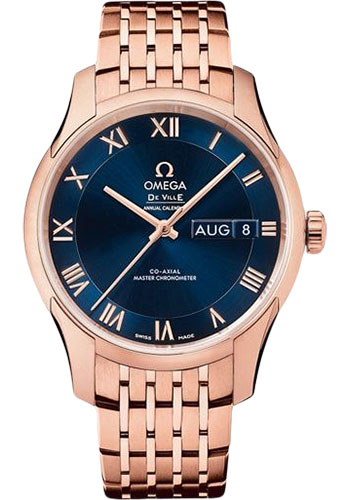 Omega De Ville Hour Vision Co-Axial Master Chronometer Annual Calendar Watch - 41 mm Sedna Gold Case - Two-Zone Blue Dial