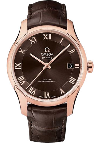 Omega De Ville Hour Vision Co-Axial Master Chronometer Watch - 41 mm Sedna Gold Case - Two-Zone Brown Dial - Brown Leather Strap