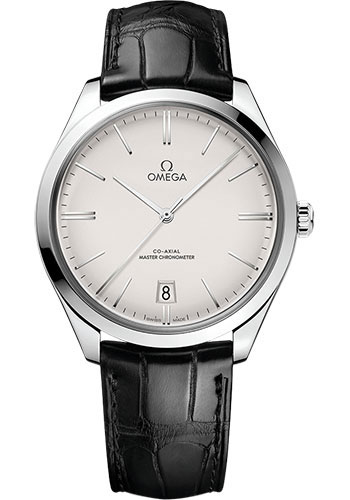Omega De Ville Trésor Omega Co-Axial Master Chronometer - 40 mm Steel Case - Opaline Silvery Dial - Black Leather Strap
