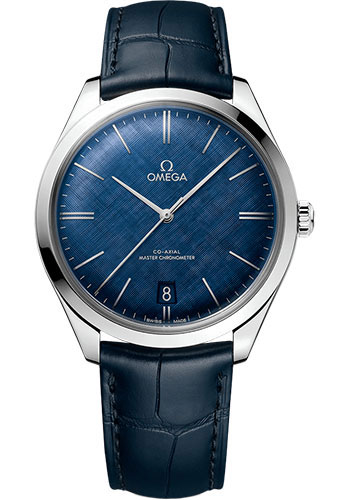 Omega De Ville Trésor Omega Co-Axial Master Chronometer - 40 mm Steel Case - Blue Patterned Dial - Blue Leather Strap