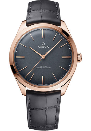 Omega De Ville Trésor Omega Co-Axial Master Chronometer - 40 mm Sedna Gold Case - Grey Enamel Dial - Grey Leather Strap