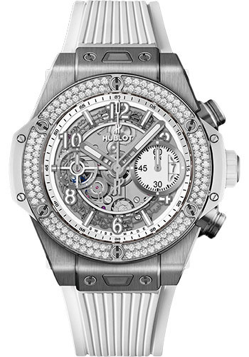 Hublot Big Bang Unico Titanium White Diamonds 42mm Watch - 42 mm - White Skeleton Dial