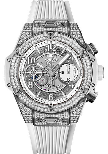 Hublot Big Bang Unico Titanium White Pavé 42mm Watch - 42 mm - White Skeleton Dial