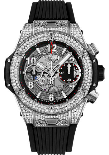 Hublot Big Bang Unico Titanium Pavé 42mm Watch - 42 mm - Black Skeleton Dial