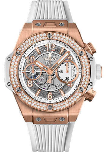 Hublot Big Bang Unico King Gold White Diamonds 42mm Watch - 42 mm - White Skeleton Dial