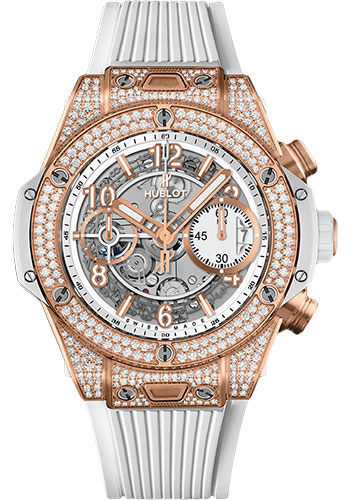 Hublot Big Bang Unico King Gold White Pavé 42mm Watch - 42 mm - White Skeleton Dial