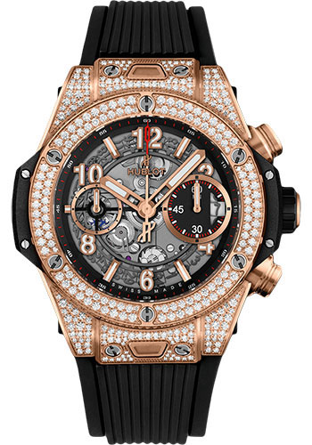 Hublot Big Bang Unico King Gold Pavé 42mm Watch - 42 mm - Black Skeleton Dial