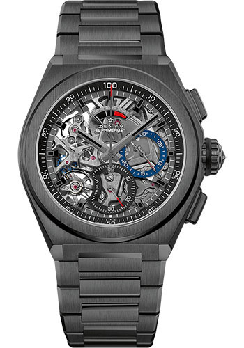 Zenith Defy El Primero 21 Watch - Black Ceramic - Openworked Dial - Ceramic Bracelet