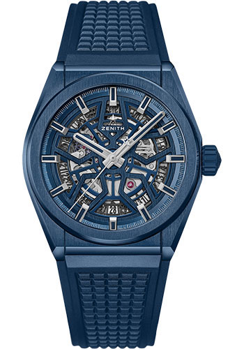 Zenith Defy Classic Watch - Blue Ceramic - Blue Openworked Dial - Blue Rubber Strap