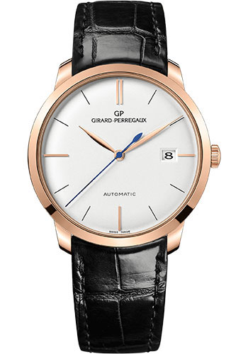 Girard-Perregaux 1966 38 mm Watch - Pink Gold Case - Silver Opaline Dial - Black Alligator Strap