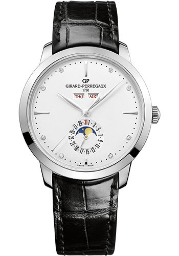 Girard-Perregaux 1966 Full Calendar Watch - Steel Case - Diamond Dial - Black Alligator Strap
