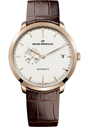 Girard-Perregaux 1966 Date and Small Seconds Watch - Silver Opaline Dial - Brown Alligator Strap