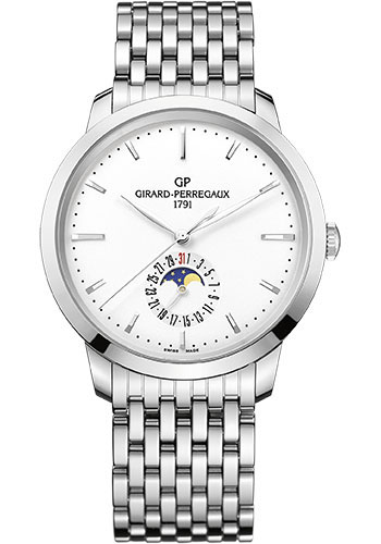 Girard-Perregaux 1966 Date and Moon Phases Watch - Silver Opaline Dial - Bracelet