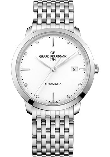 Girard-Perregaux 1966 40 mm Watch - Steel Case - Silver Opaline Diamond Dial - Bracelet