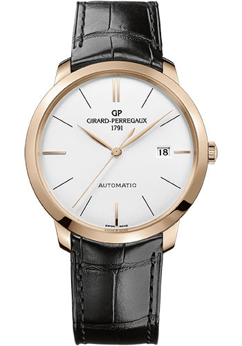 Girard-Perregaux 1966 40 mm Watch - Pink Gold Case - Silver Opaline Dial - Black Alligator Strap